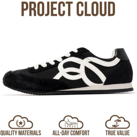 Womens Black Memory Foam Shoes Lightweight Nonslip Walking Confort Sneakers - Picture 3 of 5